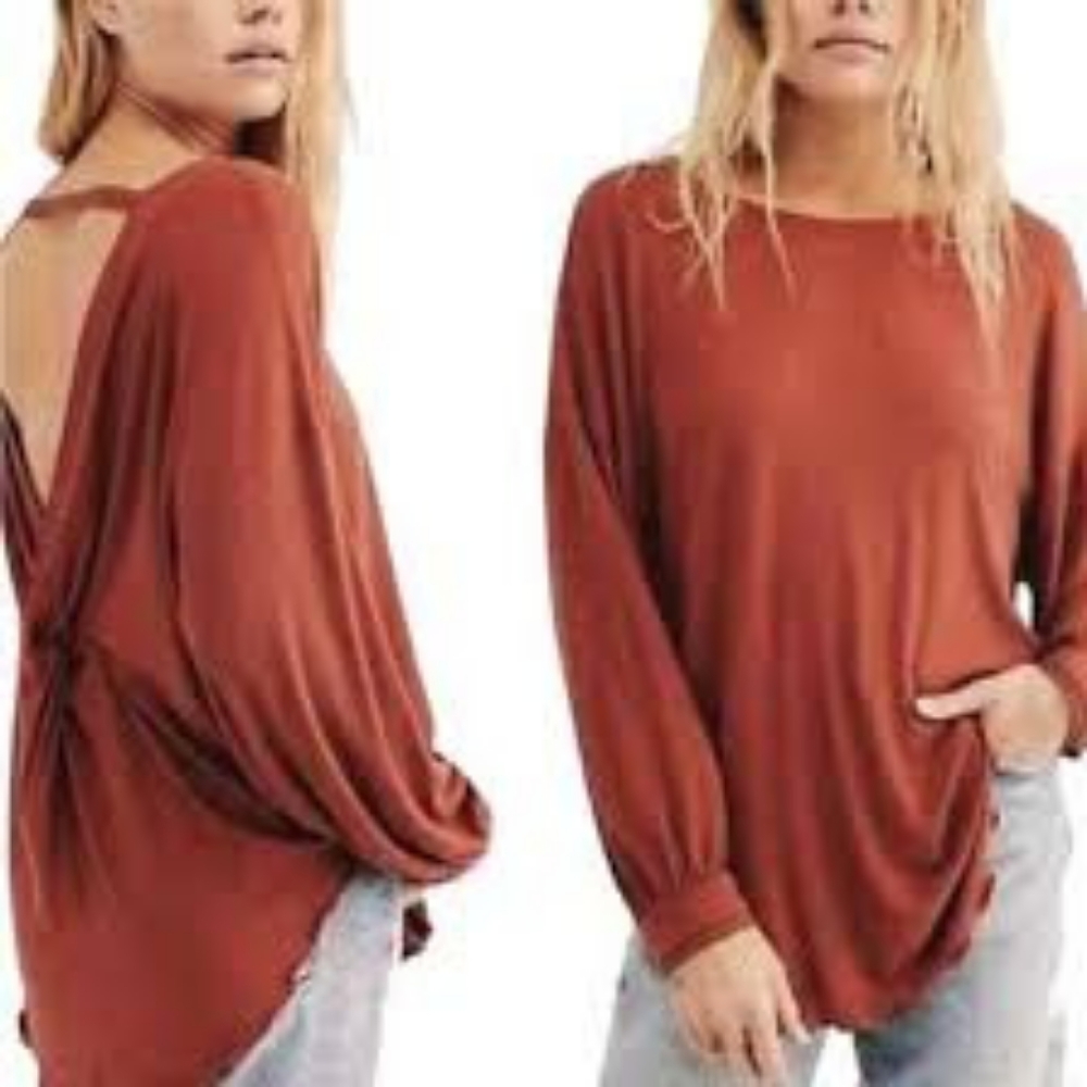 Free People Shimmy Shake Size Medium Cowboy/Rust Color Long Sleeve Top Shirt